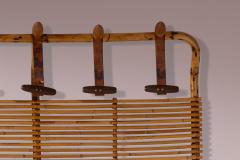 Tito Agnoli Tito Agnoli bamboo and leather coat rack for Bonacina Italy 1960s - 4358883