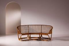 Tito Agnoli Tito Agnoli bamboo and rattan curved sofa for Bonacina Italy 1950s - 4342356
