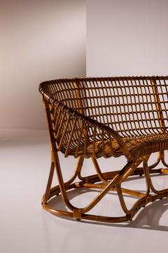 Tito Agnoli Tito Agnoli bamboo and rattan curved sofa for Bonacina Italy 1950s - 4342359