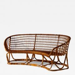 Tito Agnoli Tito Agnoli bamboo and rattan curved sofa for Bonacina Italy 1950s - 4344554