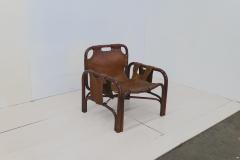 Tito Agnoli Vintage safari armchair in bamboo and leather by Tito Agnoli for Bonacina 1960s - 3146315