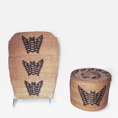 Tlingit lidded rattletop basket and wall pocket - 4601222