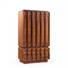 Tobago Brutalist Mid Century Walnut Armoire Dresser - 4521285
