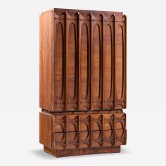 Tobago Brutalist Mid Century Walnut Armoire Dresser - 4521300