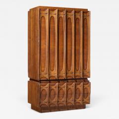 Tobago Brutalist Mid Century Walnut Armoire Dresser - 4689042