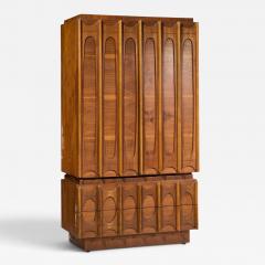 Tobago Brutalist Mid Century Walnut Armoire Dresser - 4817132