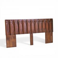 Tobago Brutalist Mid Century Walnut King Headboard - 4548426