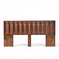 Tobago Brutalist Mid Century Walnut King Headboard - 4551876