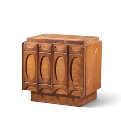 Tobago Brutalist Mid Century Walnut Nightstand - 4755204