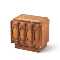 Tobago Brutalist Mid Century Walnut Nightstand - 4755207