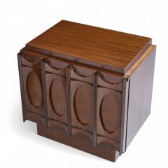 Tobago Brutalist Mid Century Walnut Nightstands Pair - 4362706