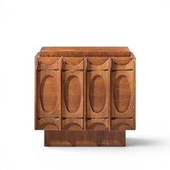 Tobago Brutalist Mid Century Walnut Nightstands Pair - 4722765