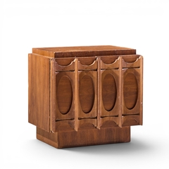 Tobago Brutalist Mid Century Walnut Nightstands Pair - 4722766