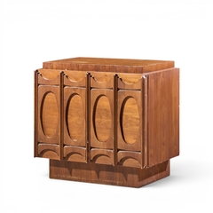 Tobago Brutalist Mid Century Walnut Nightstands Pair - 4722767