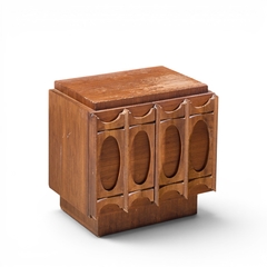 Tobago Brutalist Mid Century Walnut Nightstands Pair - 4722768