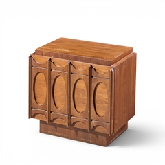 Tobago Brutalist Mid Century Walnut Nightstands Pair - 4722770