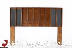 Tobago Brutalist Mid Century Walnut and Mirror Queen Storage Headboard - 2354267