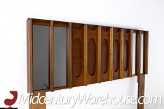 Tobago Brutalist Mid Century Walnut and Mirror Queen Storage Headboard - 2354268