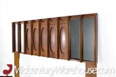 Tobago Brutalist Mid Century Walnut and Mirror Queen Storage Headboard - 2354269