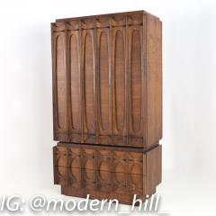 Tobago Canadian Brutalist 2 Piece Gentlemans Chest Armoire Highboy Dresser - 2570199