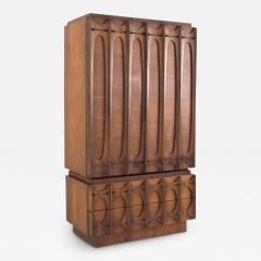 Tobago Canadian Brutalist 2 Piece Gentlemans Chest Armoire Highboy Dresser - 2573021