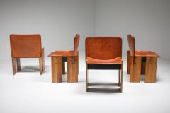 Tobia Scarpa Afra Tobia Scarpa Cognac Dining Chairs 1970s - 1566324