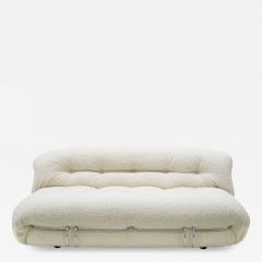 Tobia Scarpa Mid Century Modern Tobia Scarpa White Boucl Wool Soriana Italian Sofa 1960s - 3922940