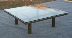 Tobia Scarpa Vintage Tobia Scarpa Style Andre Coffee Table Bronzed Steel Glass - 3947359