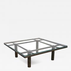 Tobia Scarpa Vintage Tobia Scarpa Style Andre Coffee Table Bronzed Steel Glass - 3948542