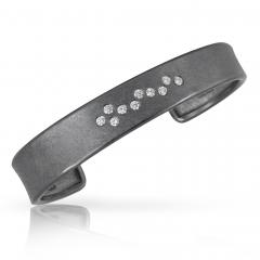 Todd Reed Brilliant Cut White Diamond Oxidized Patina Silver Cuff Bracelet Todd Reed - 4701367