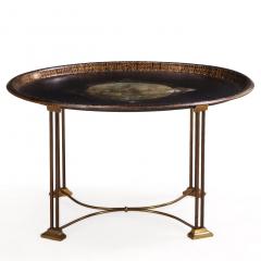 Toile Tray Top Table with Bronze Base C 1940 - 4734613