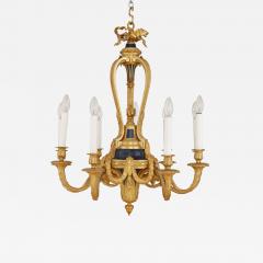 Tole mounted ormolu antique French nine light chandelier - 1494351