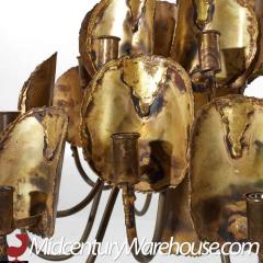 Tom Greene Tom Green for Feldman Mid Century Brass Brutalist 18 Light Chandelier - 3685454