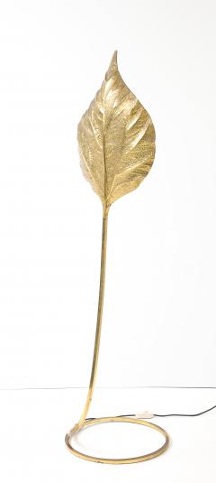 Tomasso Barbi Italian Rabarbaro Brass Leaf Floor Lamp Bottega Gadda 1970s - 4515992