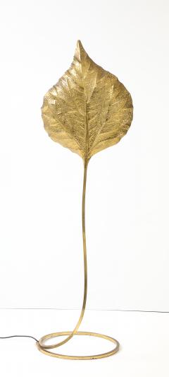 Tomasso Barbi Italian Rabarbaro Brass Leaf Floor Lamp Bottega Gadda 1970s - 4519362