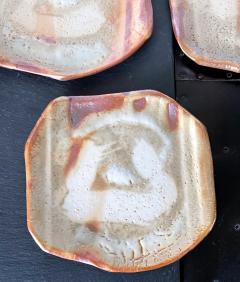 Tomio Suzuki Set of Five Yohen Kin Shino Ceramic Plates by Suzuki Tomio - 2387617