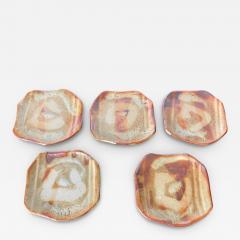 Tomio Suzuki Set of Five Yohen Kin Shino Ceramic Plates by Suzuki Tomio - 2388843