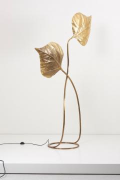 Tommaso Barbi 1 of 2 Huge Two Rhubarb Leaves Brass Floor Lamp by Tommaso Barbi - 984161