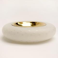 Tommaso Barbi Brass and White Murano Glass Dish - 672385