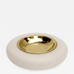 Tommaso Barbi Brass and White Murano Glass Dish - 690723