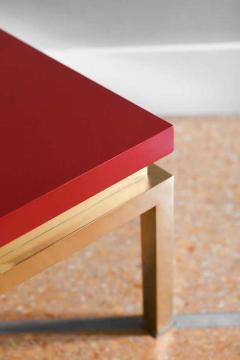 Tommaso Barbi China red lacquered coffee table with brass structure Tommaso Barbi Italy 1980 - 3359867