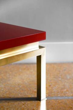 Tommaso Barbi China red lacquered coffee table with brass structure Tommaso Barbi Italy 1980 - 3359869