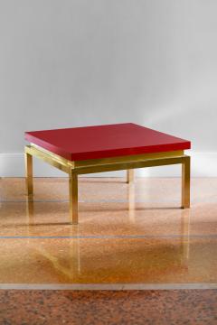 Tommaso Barbi China red lacquered coffee table with brass structure Tommaso Barbi Italy 1980 - 3378469