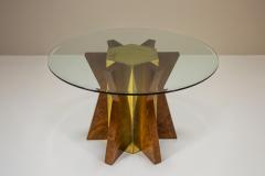 Tommaso Barbi Dining Table with Round Glass Top attributed to Tommaso Barbi Italy 1970s - 4299933