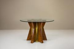 Tommaso Barbi Dining Table with Round Glass Top attributed to Tommaso Barbi Italy 1970s - 4299941