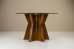 Tommaso Barbi Dining Table with Round Glass Top attributed to Tommaso Barbi Italy 1970s - 4299948