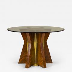 Tommaso Barbi Dining Table with Round Glass Top attributed to Tommaso Barbi Italy 1970s - 4305621