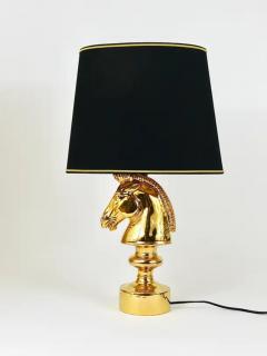 Tommaso Barbi Golden Hollywood Regency Horse Sculpture Table or Side Lamp Italy 1970s - 4062633