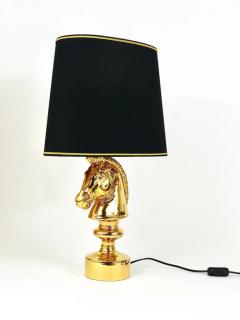 Tommaso Barbi Golden Hollywood Regency Horse Sculpture Table or Side Lamp Italy 1970s - 4062641