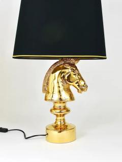 Tommaso Barbi Golden Hollywood Regency Horse Sculpture Table or Side Lamp Italy 1970s - 4062647